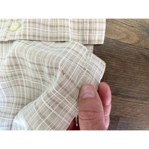 Men’s Neutral Lightweight Textured Plaid Collared Button-up  Mens  Size 3X - Picture 6 of 9